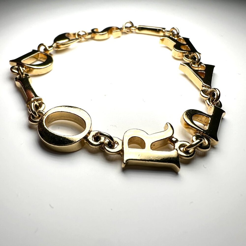 CHRISTIAN DIOR LOGO PARIS GOLD TONE BRACELET - Picture 2 of 4